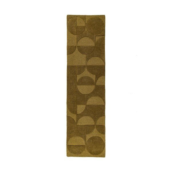 Covor tip traversă verde închis țesut manual din lână 60x230 cm Gigi – Flair Rugs