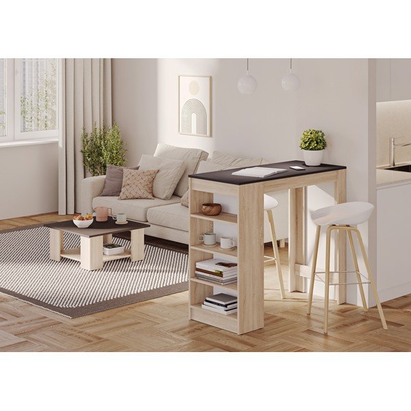 Masă de bar cu blat negru 50x115 cm Aravis – TemaHome-image-1