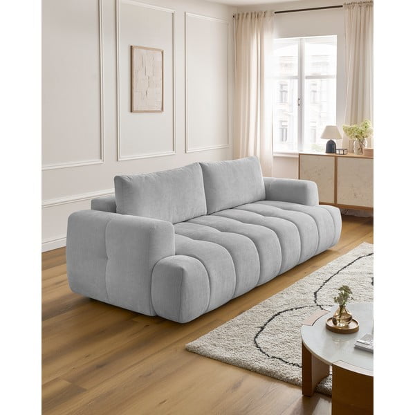 Canapea gri deschis extensibilă/cu spațiu de depozitare 251 cm Fuji – Bobochic Paris-image-1