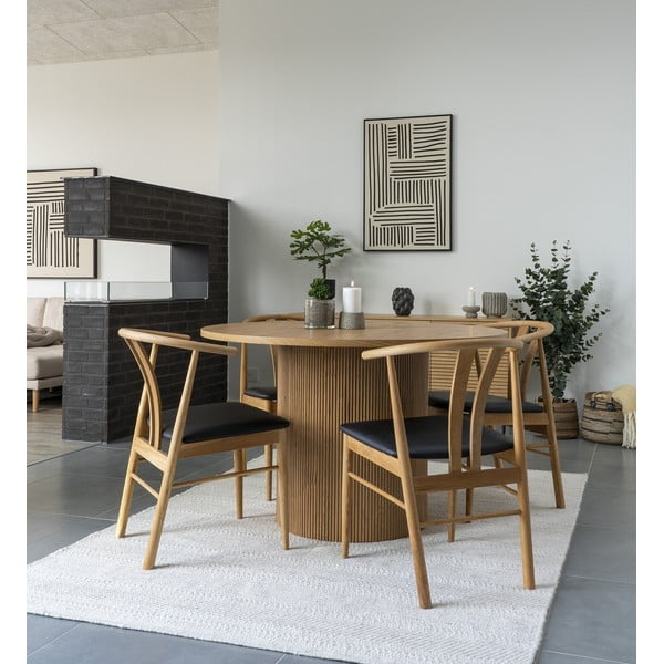 Masă de dining rotundă cu aspect de lemn de plop ø 120 cm Boavista – House Nordic-image-1