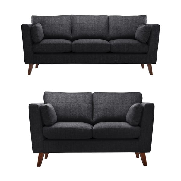 Set 2 canapele pentru 2 și 3 persoane Jalouse Maison Elisa, negru