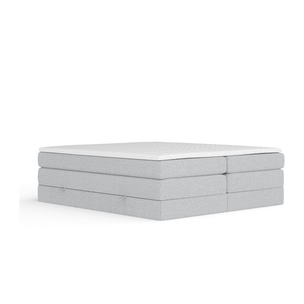 Pat boxspring gri deschis cu spațiu de depozitare/fără tăblie 140x200 cm Juniper – Maison de Rêve