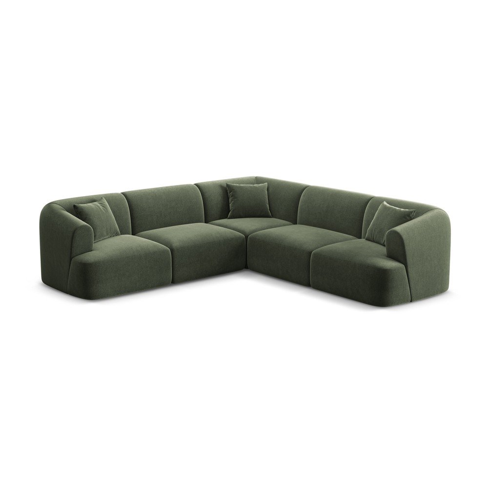 Colțar verde cu tapițerie din catifea Campi – Cosmopolitan Design