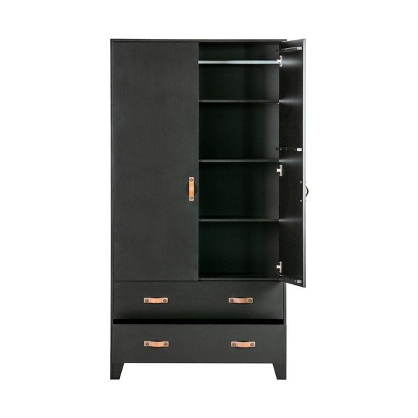 Șifonier din lemn de pin WOOOD Dian, negru-image-4
