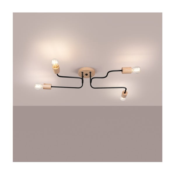 Plafonieră neagră/în culoare naturală 58x75 cm Dazzle – Sollux-image-1