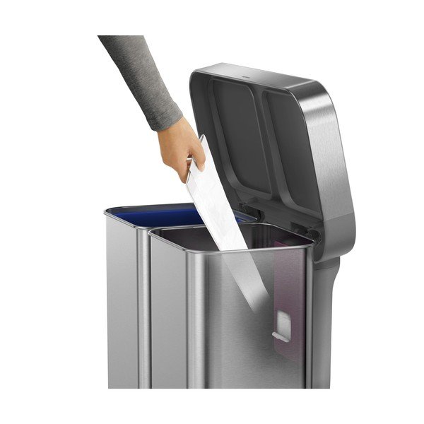 Coș de gunoi argintiu pentru reciclare/cu pedală 34+24 l din oțel – simplehuman-image-3