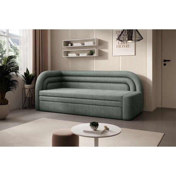 Canapea verde extensibilă/cu spațiu de depozitare cu tapițerie din chenille cu colț pe partea stângă 223 cm Fabillo – ELTAP-image-3