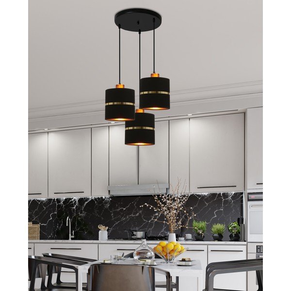 Lustră neagră cu abajur textil ø 15 cm Assam – Candellux Lighting-image-1