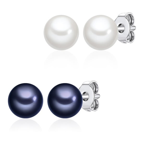 Set 2 perechi de cercei cu perle Perldesse Muschel, ⌀ 0,6, alb-albastru