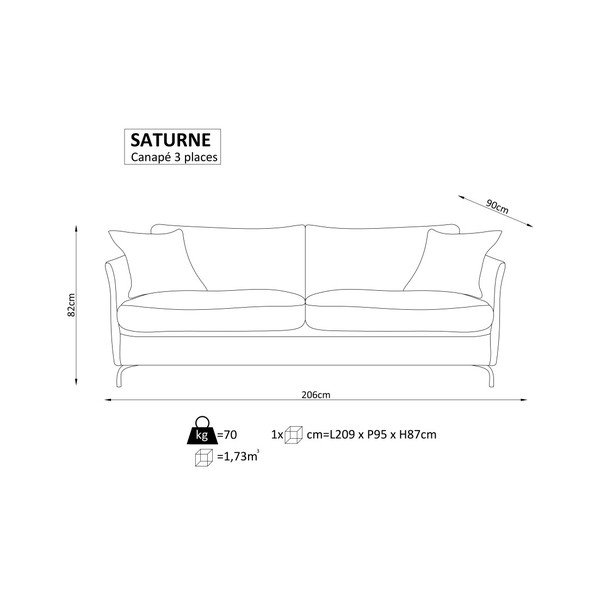 Canapea cu 3 locuri Windsor  & Co. Sofas Saturne, gri închis-image-4