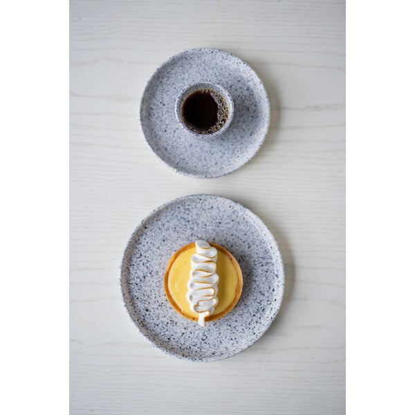 Farfurie din gresie pentru desert ÅOOMI Mess, ø 17 cm, alb - negru-image-2