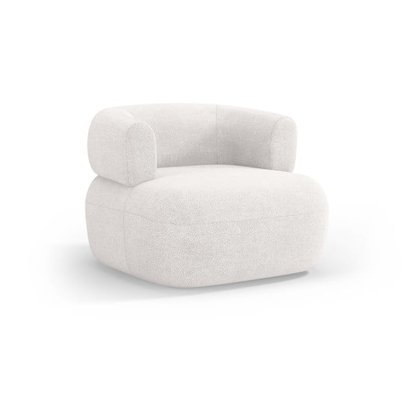 Fotoliu alb cu tapițerie din stofă bouclé Jenny – Micadoni Home
