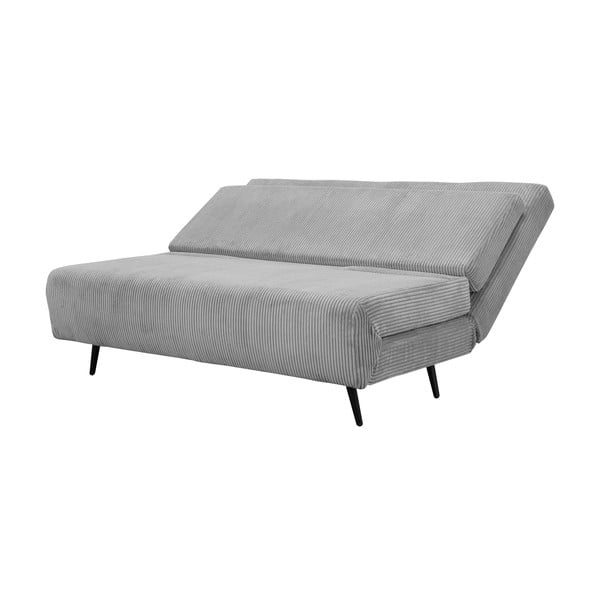 Canapea gri deschis extensibilă cu tapițerie din catifea reiată  140 cm Mallory – Støraa-image-1