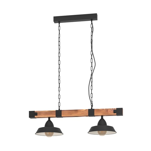 Lustră neagră/în culoare naturală cu abajur din metal OLDBURY – EGLO