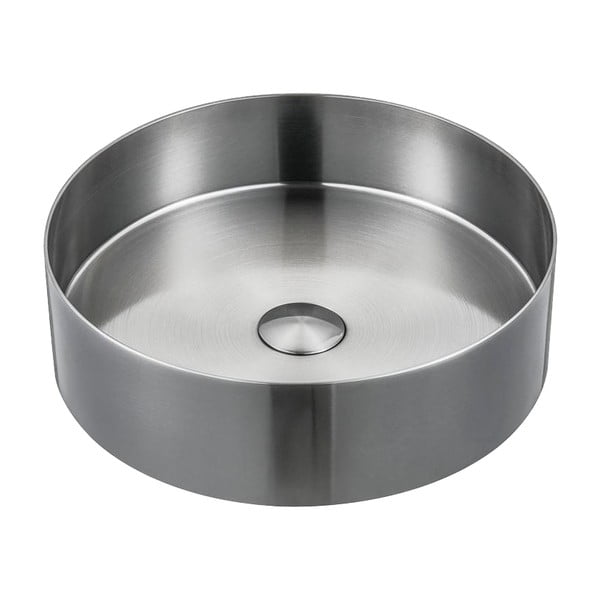 Chiuvetă argintie rotundă din oțel inoxidabil ø 38 cm Aurum – Sapho