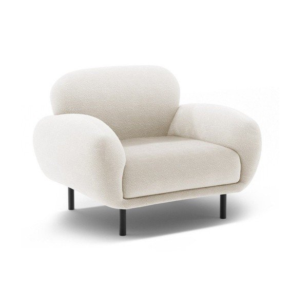 Fotoliu alb cu tapițerie din țesătură bouclé Poppy – Micadoni 