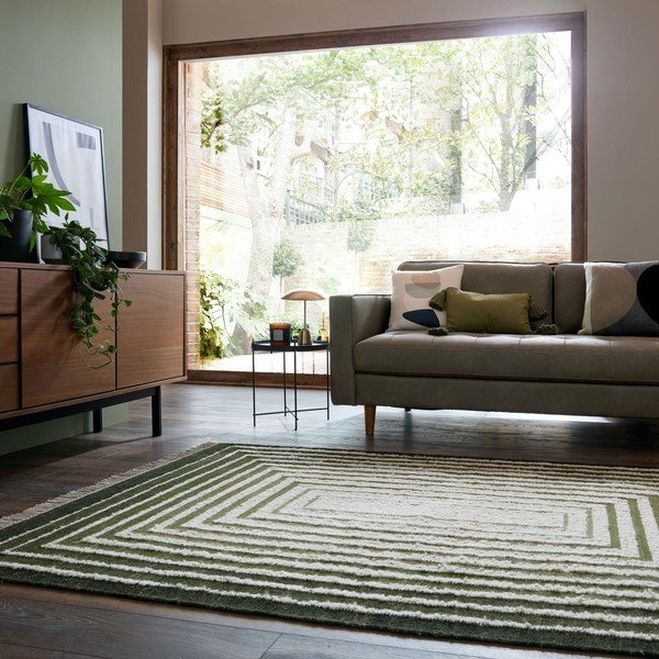 Covor verde țesut manual din amestesc de lână 160x230 cm Boucle Frame – Flair Rugs-image-1
