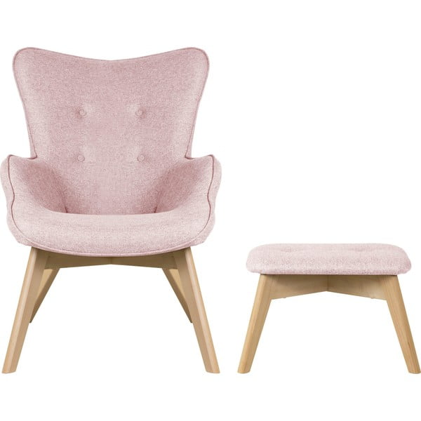 Fotoliu cu taburet roz deschis Niko – Ropez-image-2