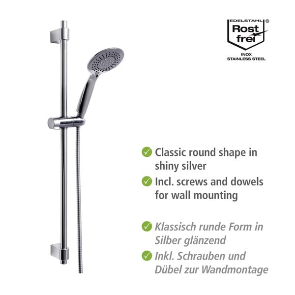 Set de duș argintiu lucios din oțel inoxidabil 66 cm Young – Wenko-image-3