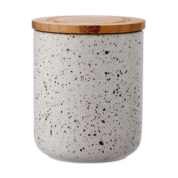 Cutie ceramică cu capac din bambus Ladelle Speckle, înălțime 13 cm, gri