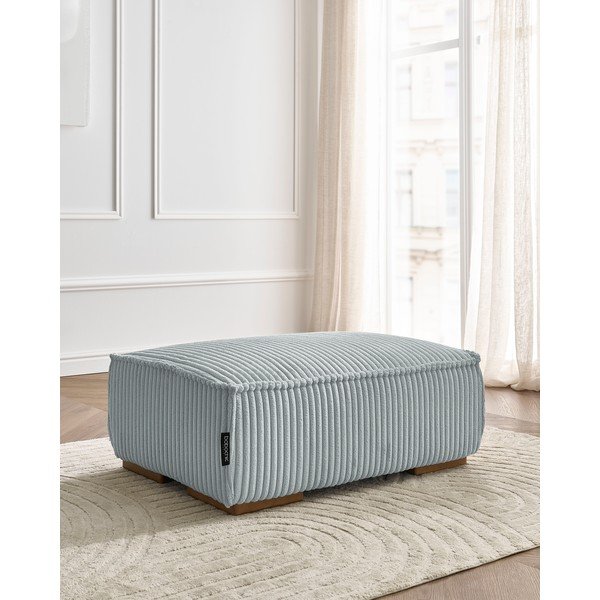 Taburet gri deschis cu tapițerie din catifea reiată Chelsea – Bobochic Paris-image-1
