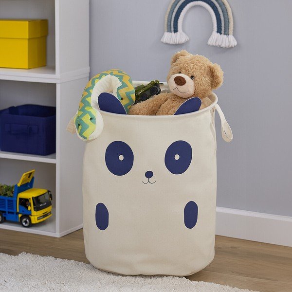 Coș de jucării pentru copii alb din material textil ø 38x48 cm Mimo Panda Face – Premier Housewares-image-3