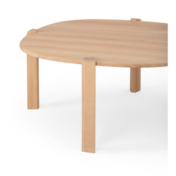 Măsuță de cafea în culoare naturală rotundă din lemn de stejar ø 100 cm Kulin – Gazzda-image-4