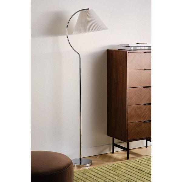 Lampadar alb/argintiu lucios din material textil (înălțime 165 cm) Celie – Jotex-image-2