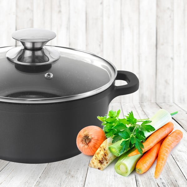 Oală din aluminiu neaderent cu capac din sticlă Orion Grande, ⌀ 20 cm-image-1