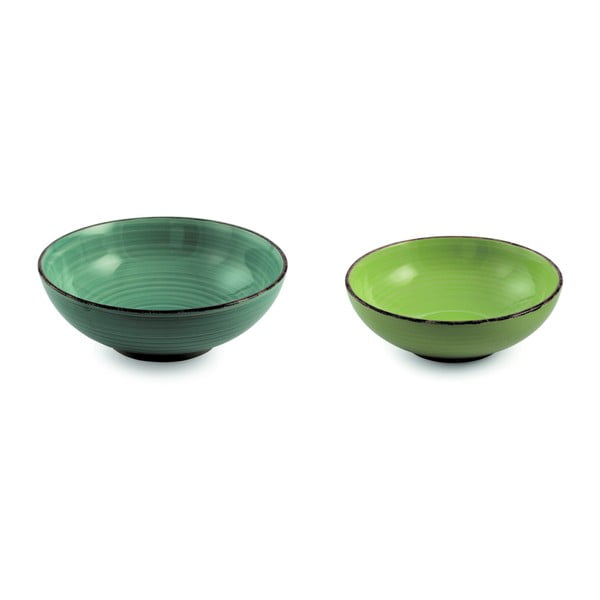 Set 2 boluri din ceramică pentru salată Villa d'Este, verde