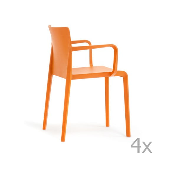 Set 4 scaune cu cotiere Pedrali Volt, portocaliu