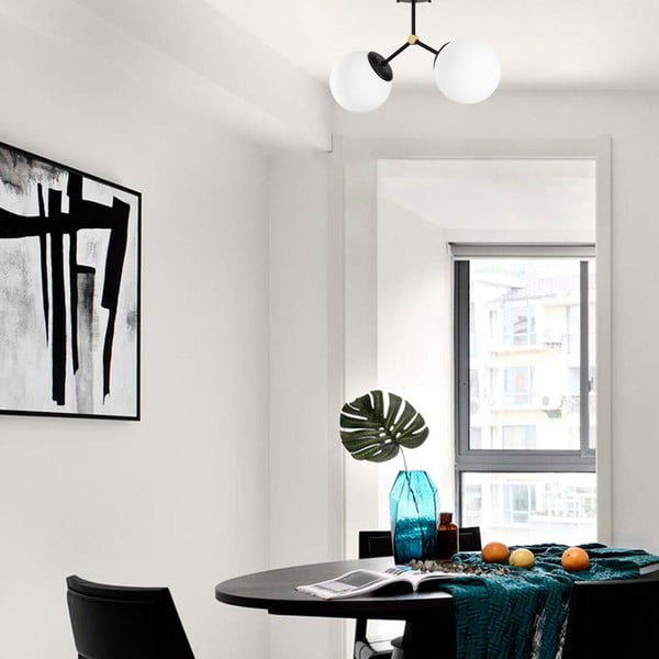 Plafonieră alb-negru cu abajur din sticlă 15x44 cm Damar – Opviq lights-image-1