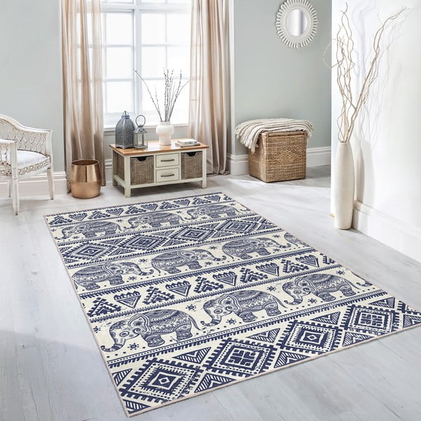 Covor tip traversă albastru lavabil 80x200 cm Elephant – Mila Home-image-1