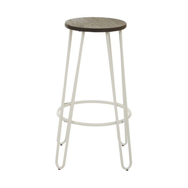 Scaun de bar alb/în culoare naturală din lemn de ulm (înălțime șezut 75 cm) District – Premier Housewares-image-2