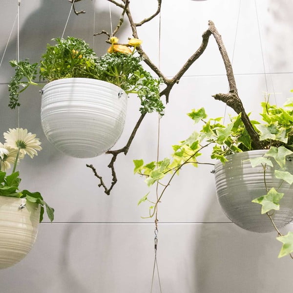 Ghiveci suspendat din ceramică Big pots Bergamo, ø 18 cm, alb-image-1