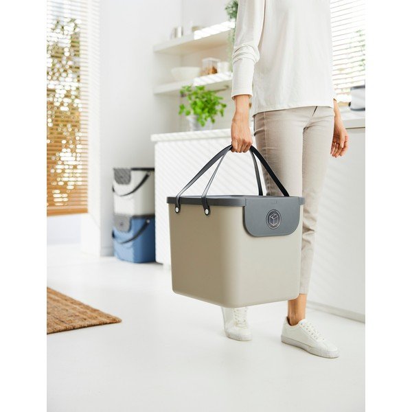 Coș de gunoi maro deschis de reciclat din plastic reciclat 40 l Albula – Rotho-image-1