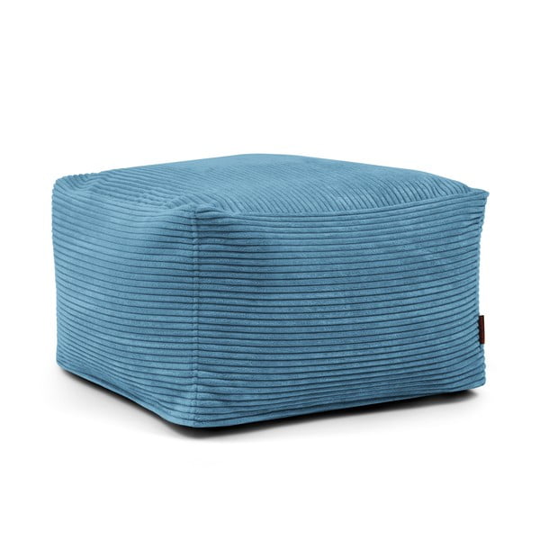 Fotoliu bean bag albastru cu tapițerie din catifea reiată Softbox MooG – SLOWDOWN