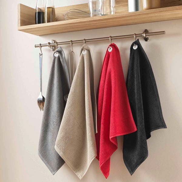 Prosop roșu din bumbac din frotir 50x50 cm Cuistot – douceur d'intérieur-image-1