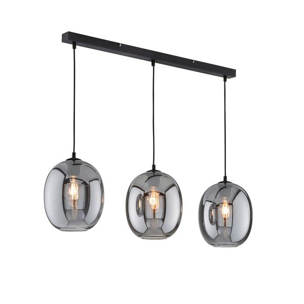 Lustră neagră cu abajur din sticlă Nayla – Fischer & Honsel