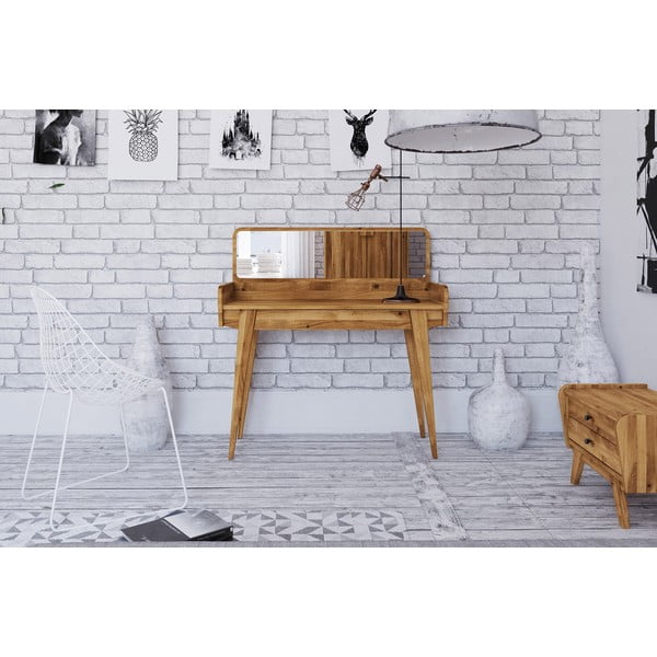 Măsuță de toaletă din stejar cu oglindă 110x45 cm Retro - The Beds-image-3