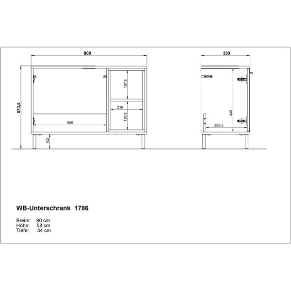 Dulap scund alb sub chiuvetă în stejar 80x57 cm Loria - Germania-image-3