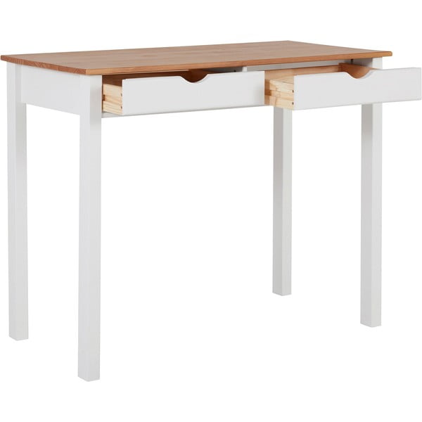 Birou din lemn de pin Støraa Gava, lungime 100 cm, alb - maro-image-2