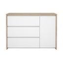 Comodă albă-în culoare naturală cu aspect de lemn de stejar 119x84x48 cm Next – Tvilum