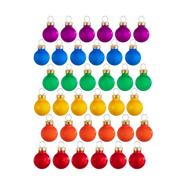 Ornamente de Crăciun 36 buc. din sticlă Rainbow Mini – Sass & Belle