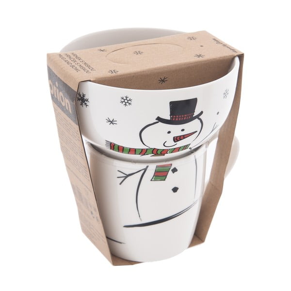 Set cană și bol alb 2 buc. din porțelan 350 ml  cu model de Crăciun – Orion-image-4