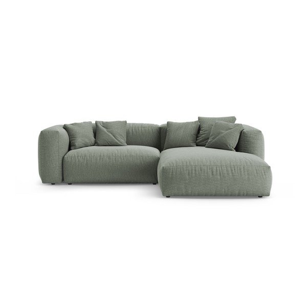 Colțar modular verde prăfuit extensibil (cu colț pe partea dreaptă/cu șezlong) – Micadoni 