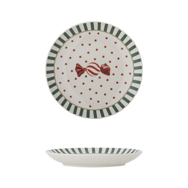 Farfurie albă pentru desert  din gresie ø 16 cm  cu model de Crăciun Yule – Bloomingville-image-3