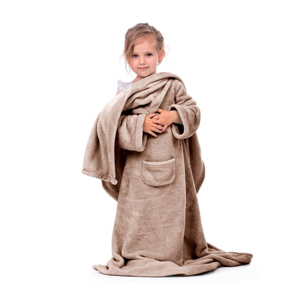 Pătură cu mâneci pentru copii DecoKing Lazykids, maro-image-3