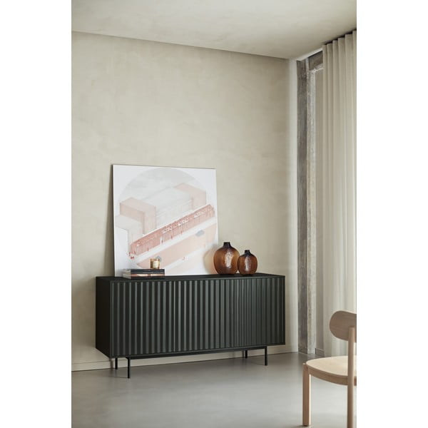 Comodă neagră joasă 159x80 cm Sierra – Teulat-image-1