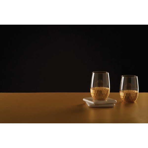 Set 4 pahare cu detalii aurii Premier Housewares Astrid, 240 ml-image-2